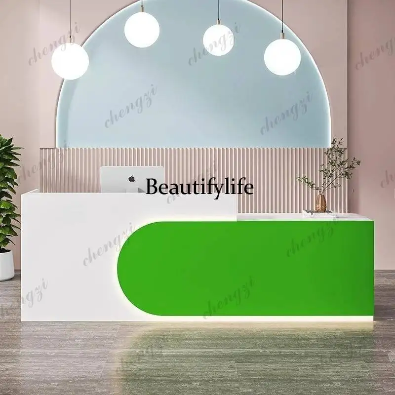 A68Clinic Green Reception Desks Checkout Design Modern White Reception Desks Drawers Classic Recepcion Mostrador Office Furnitur