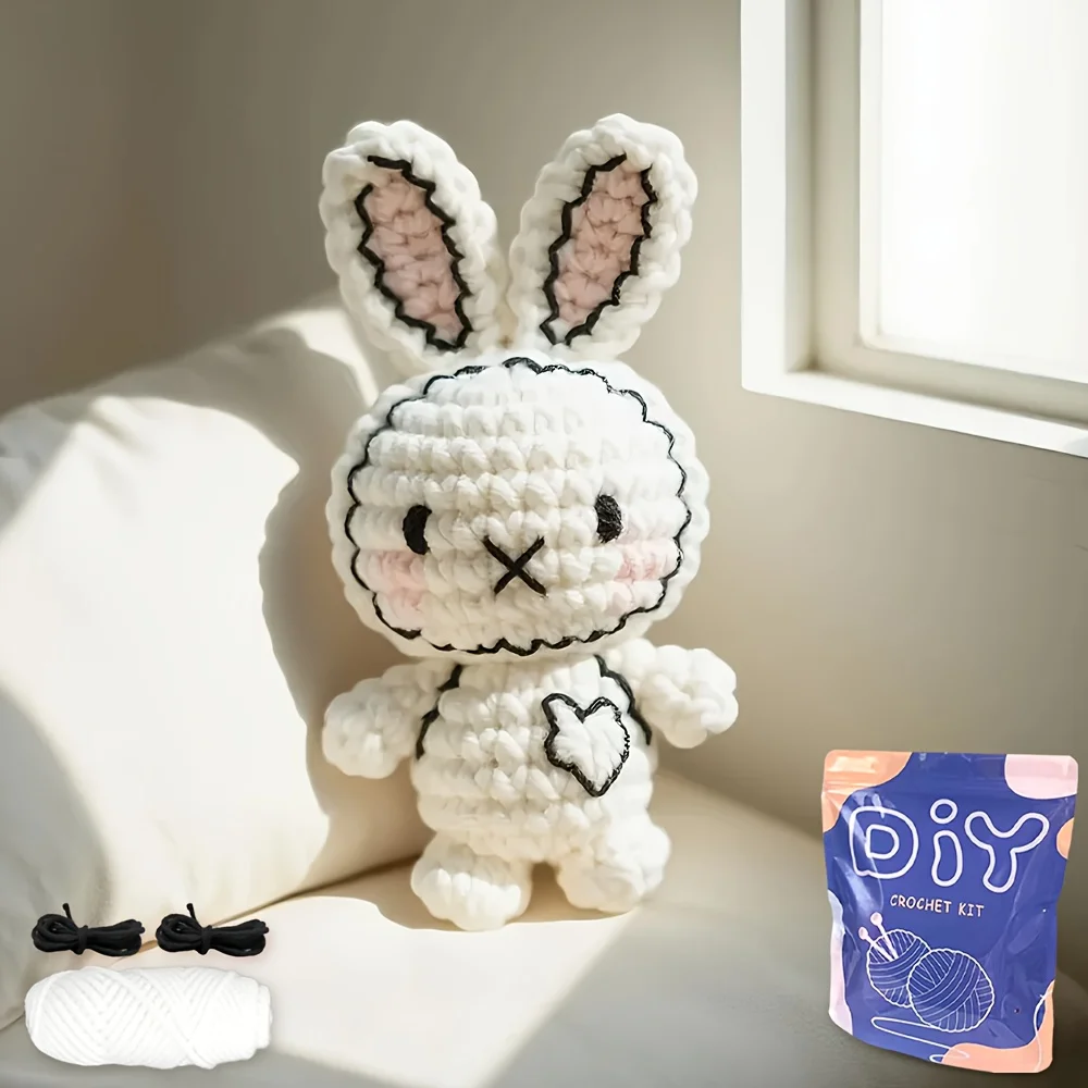 1pc DIY Delightful Animal Crochet Animal Kit - Easy-to-Follow Instructions, Enough Yarn, Hook