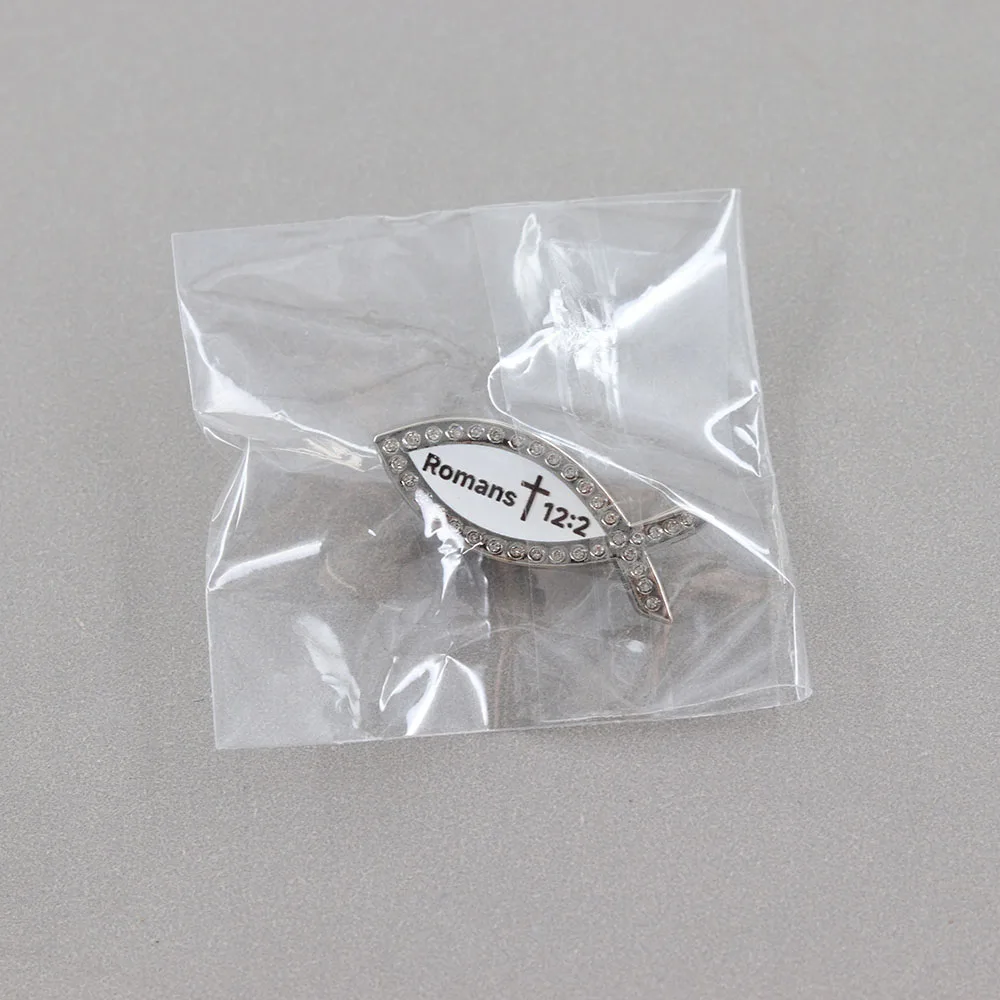Römer 12:2 Bibelvers Emaille-Pin Christliche Jesus-Fisch-Brosche mit Strass-Kristall Ichthys-Abzeichen Religiöser Schmuck Geschenk für – Detail 9