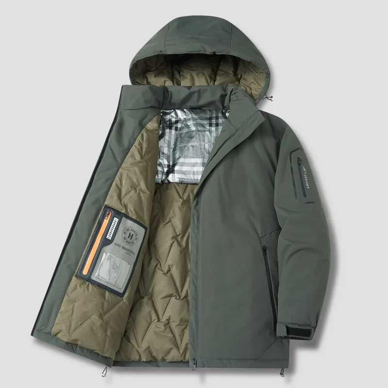 Parka coupe-vent à capuche pour hommes, Parkas décontractés chauds, Pardessus CombMan, Poignées de vêtements d'extérieur, Vestes à chapeau amovibles, dehors de plein air masculin Plus S-6XL