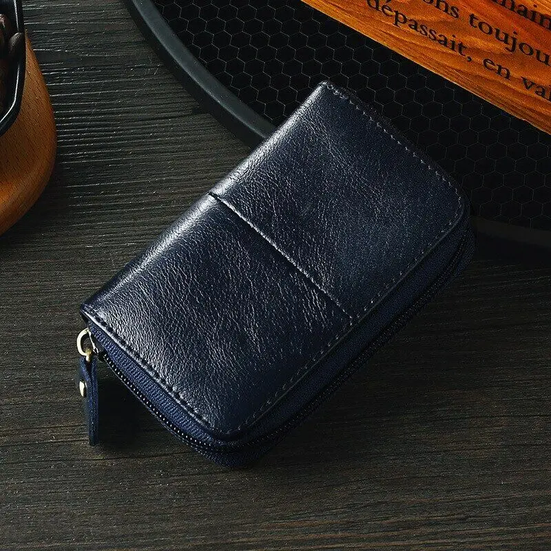 

Leather Card Holder Men Zipper Credit Card Wallet Male Retro Credit Card Holder Vintage Purse Card Wallet Men Women Card Holders