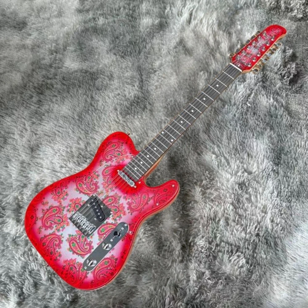 High Gloss Red 12 Strings Electric Guitar with Single-coil Pickups, Rosewood Fingerboard