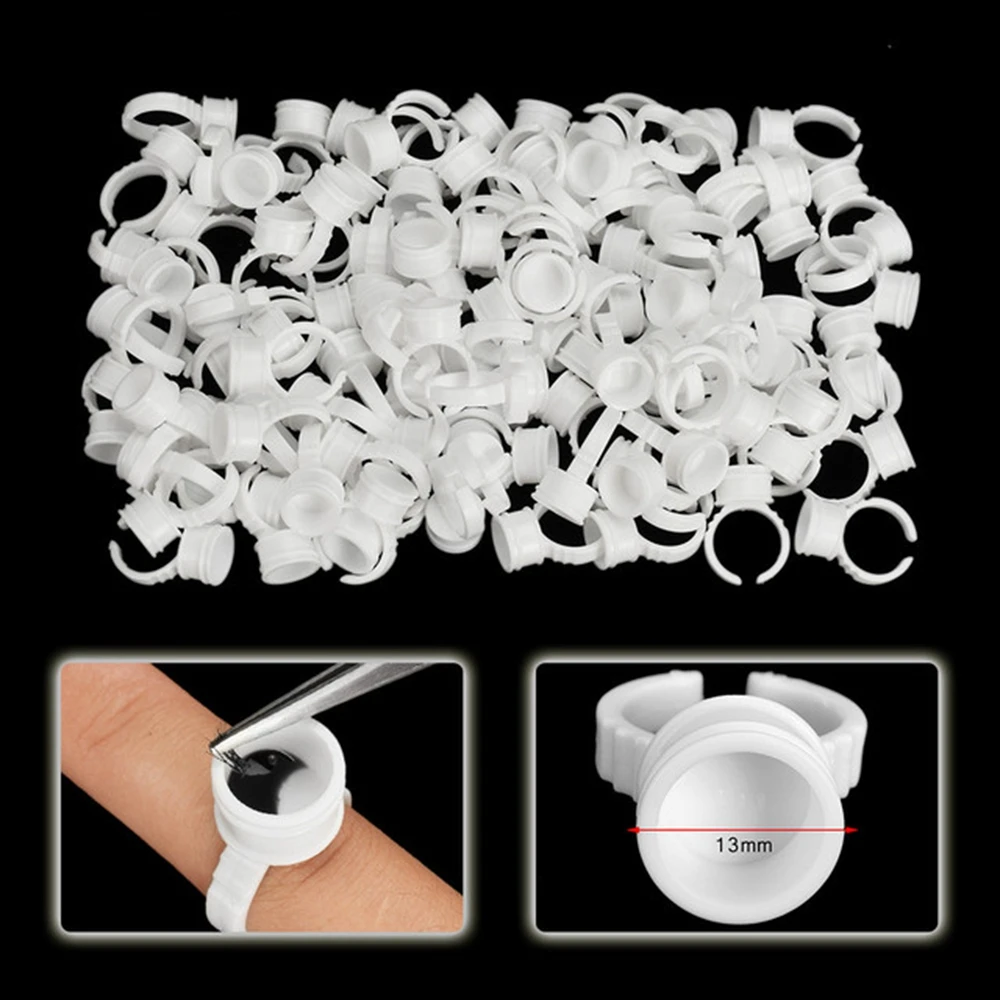 Disposable Tattoo Ink Rings 100pcs Cups Permanent Makeup Pigment Holder Eyebrow Eyelash Extension Glue Divider Container