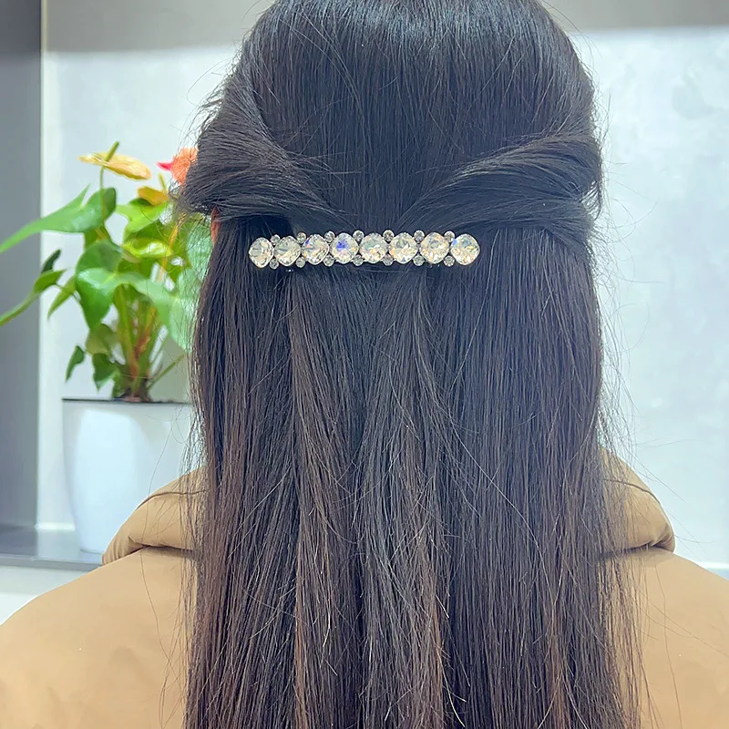 Super Flash Imitation Crystal Hair Clip Spring Clip The Back of Child's Head Half Tied Korean High-end Ponytail Line Hair Clip