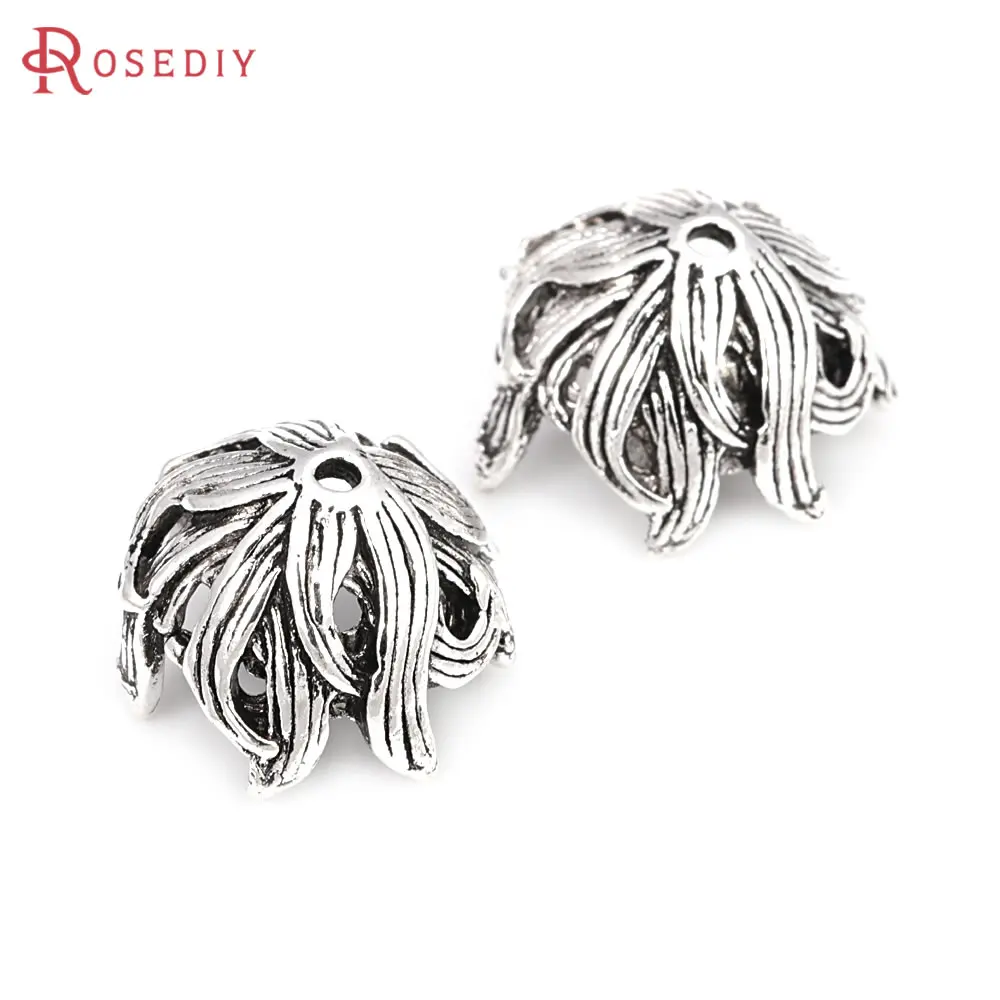 20PCS 15MM Height 10MM Antique Silver Zinc Alloy Bead Caps Tassel Caps Diy Jewelry Making Earrings Accessories for Women