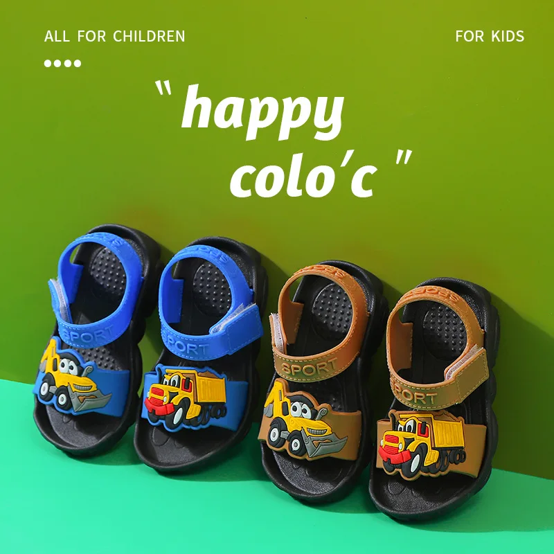 Summer Boy Shoes Kid Sandals Antiskid Baby Flat Bottom Cartoon Cute Toddler Shoes Children Outdoor Cycling Casual Sports Sandals