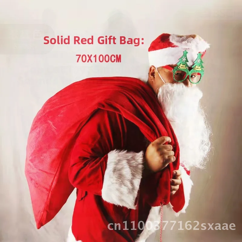 

Большой золотой бархатный подарочный пакет Санта-Клауса с шнурком, декоративный рюкзак на рождественскую тему для упаковки подарков и праздника