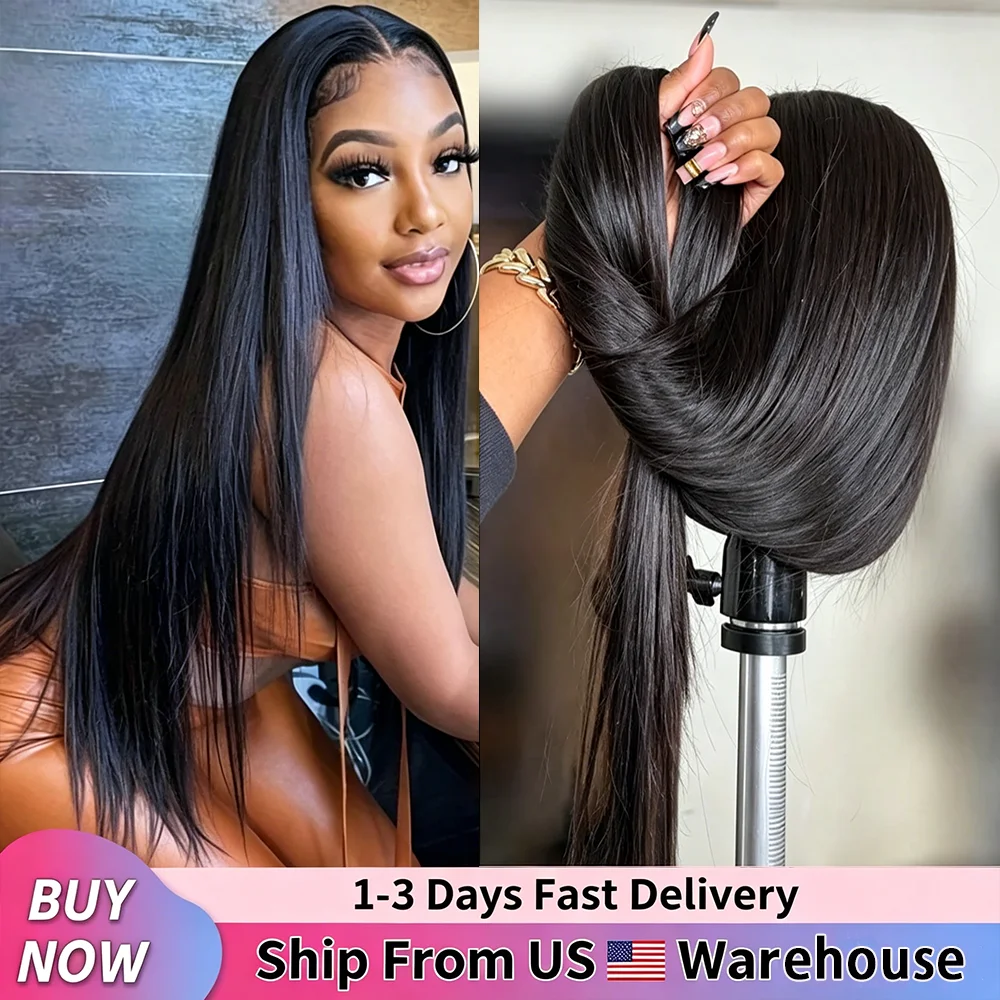 Straight 13x6 Lace Frontal Wigs 16-40 Inch 13x4 Lace Front Wigs Human Hair 250 Density Straight Lace Front Wigs Pre Plucked Straight Glueless Human Hair 13x6 Frontal Human Hair Wig For Women