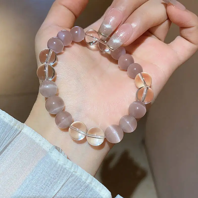 

Белый кристалл кошачий глаз камень браслет из бисера ниша простые универсальные модные высококачественные темпераментные аксессуары ручной работы