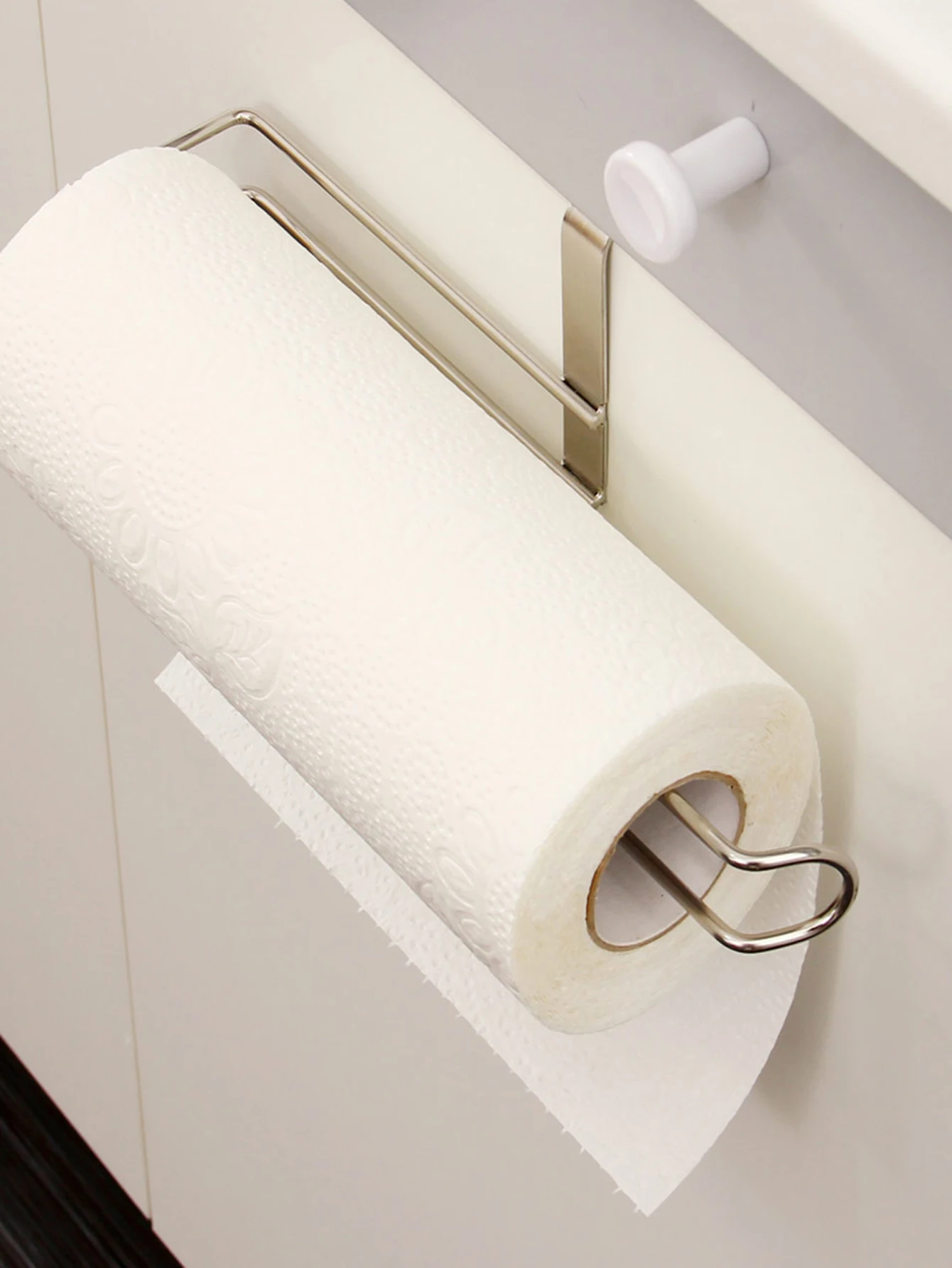 Kitchen paper towel holder Stainless steel nail free punch free wall mounted metal toilet roll holder