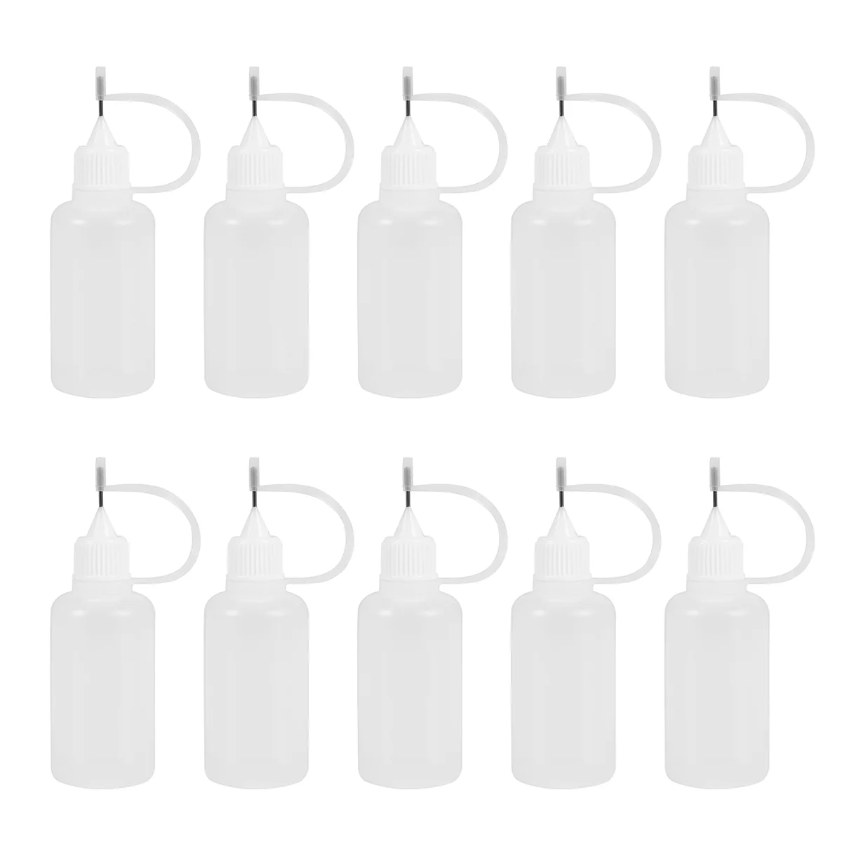 High-end 10Pcs 30Ml Plastic Squeezable Tip Applicator Bottle Refillable Dropper Bottles with Needle Tip Caps for Glue DIY