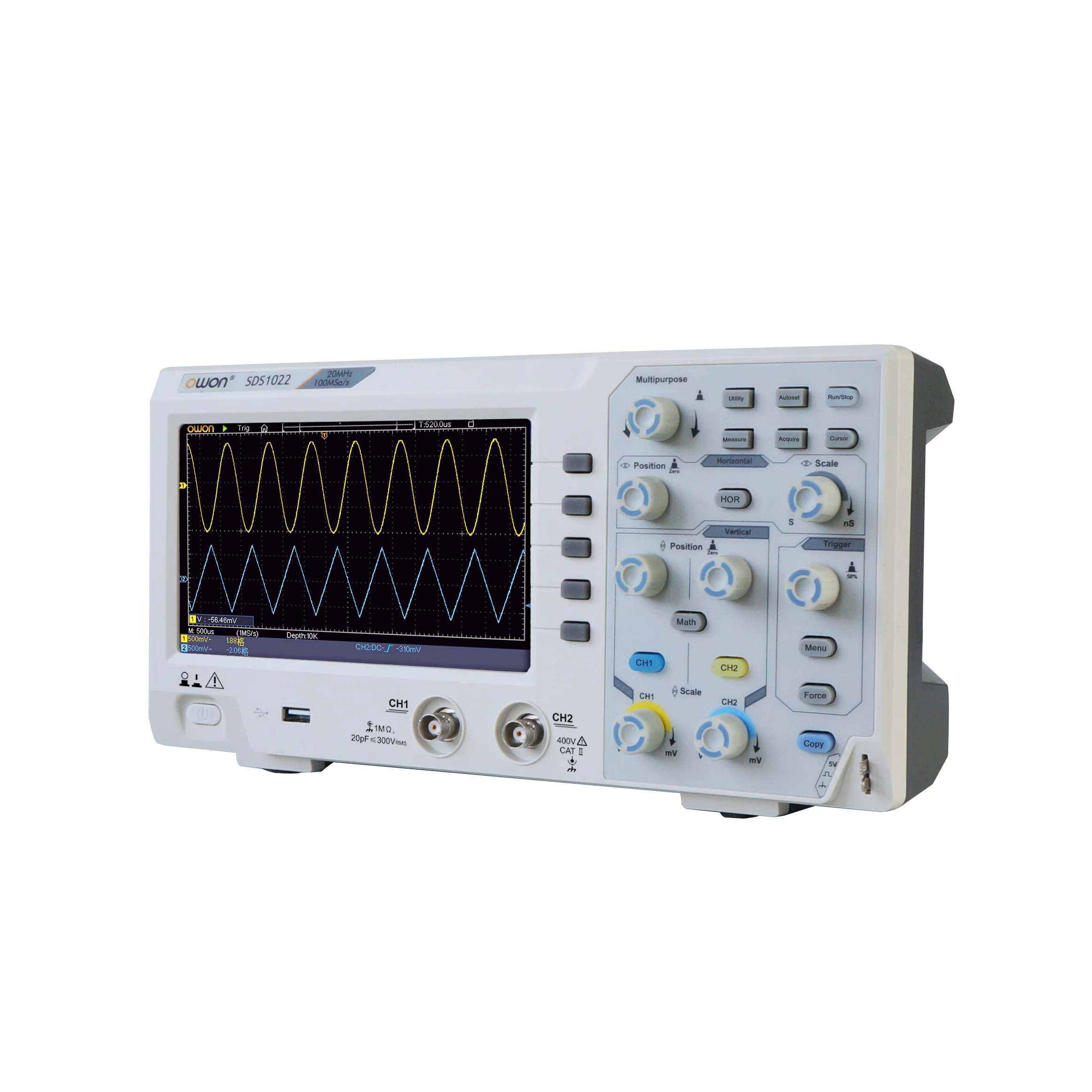 SDS1022 Dual Channel Oscilloscope High-resolution 20MHz Economocal Digital Oscilloscopes