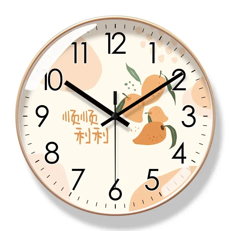 Wall Home Decoration, Good Luck and Everything Goes Well, Chinese Style Decorative Creative Wall Clock Round Silent Quartz Clock
