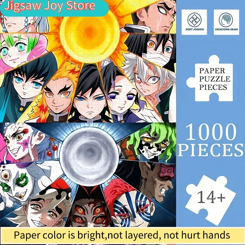 

Набор аниме-пазлов в коробке - сложная головоломка для взрослых, яркие цвета, семейная интерактивная игра, прямоугольный дизайн, Su