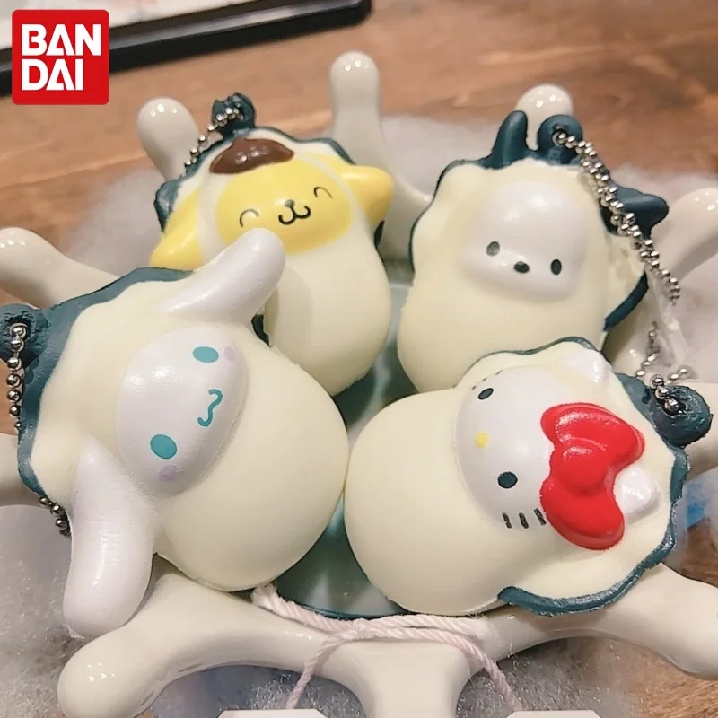 

Bandai Original Sanrio Oyster Shaped Pinch Pendant Gashapon Toys Kitty Pompompurin Cinnamon Cute Figure Model Toy Gashapon Toys