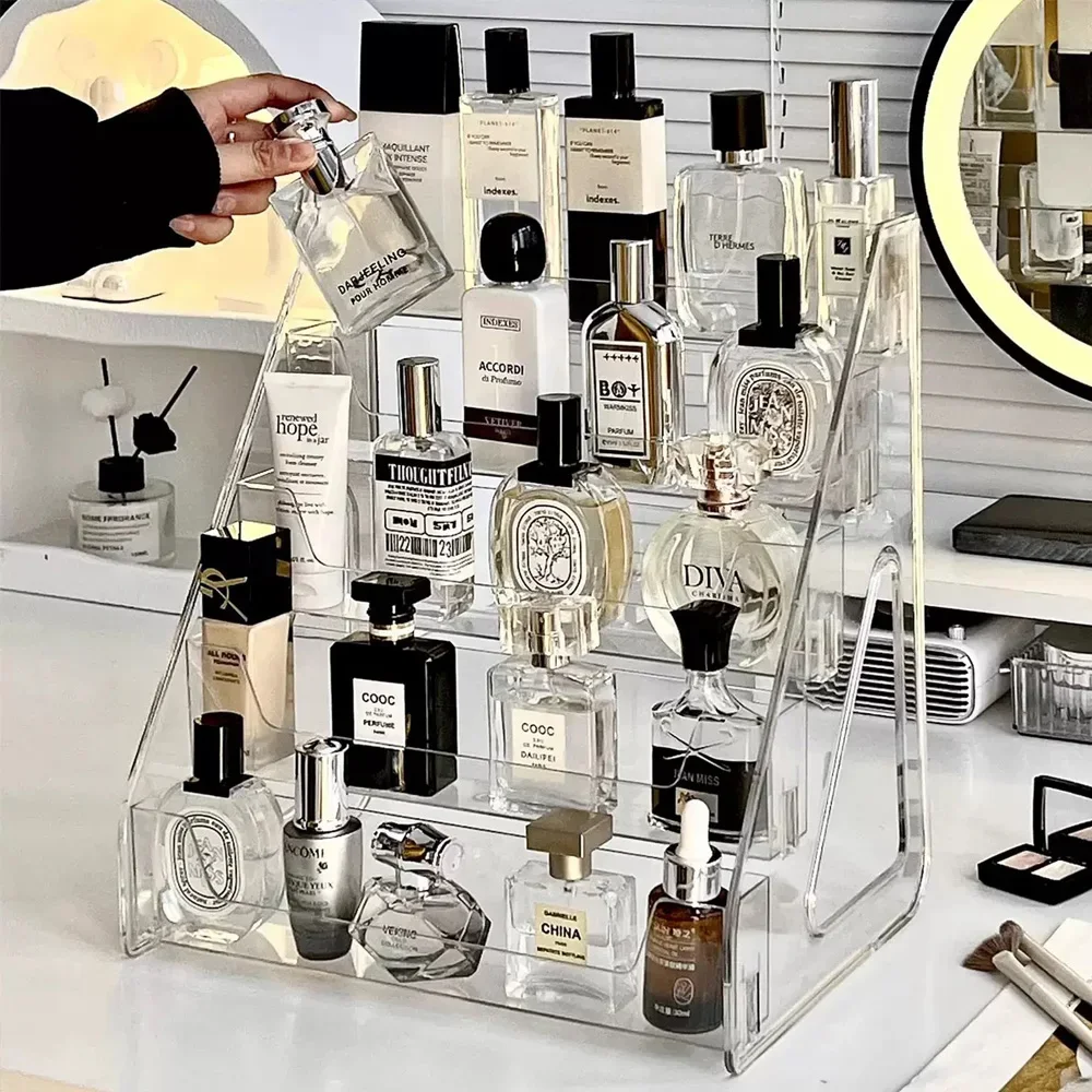 

1PC Multi-Function Ladder Type Storage Box Rack For Cosmetics Perfume Nail Polish Hand Handle Organizer