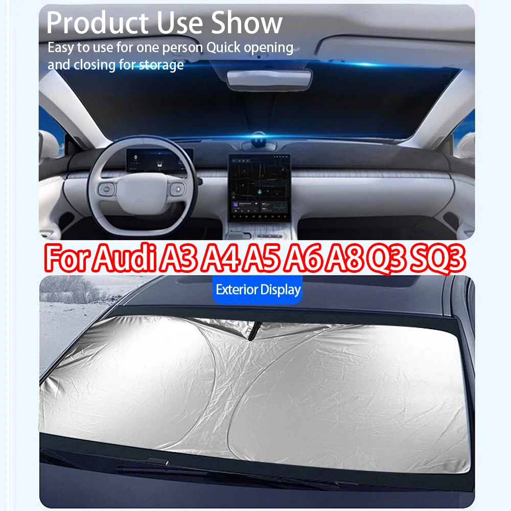 

For Audi A3 A4 A5 A6 A8 Q3 SQ3 S4 S5 S6 S8 RS3 RS4 RS5 B8 8P Folding Car Window Sunshade Cover UV Protection Car Sun Shade Visor