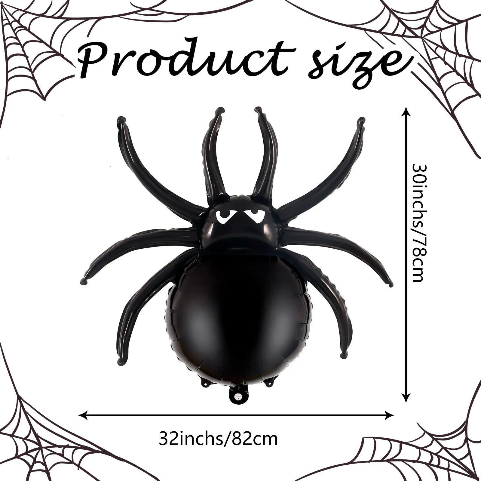 Riesiger 3D Schwarzer Spinnen Ballon 32 Zoll Aluminiumfolie Mylar Aufblasbar Realistisch Gruselig Für Halloween Party Dekoration Spukhaus Jungen Geburtstag Karneval Requisiten Für Drinnen Und Draußen – Detail 6