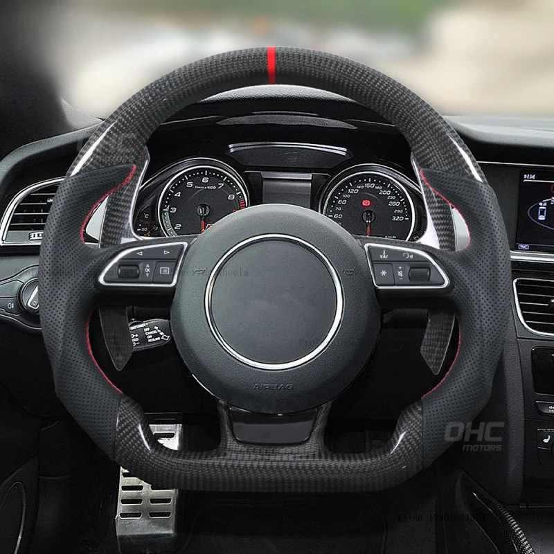Suitable for Audi RS series RS3S4RS5RS6S7 carbon fiber racing sports steering wheel modification