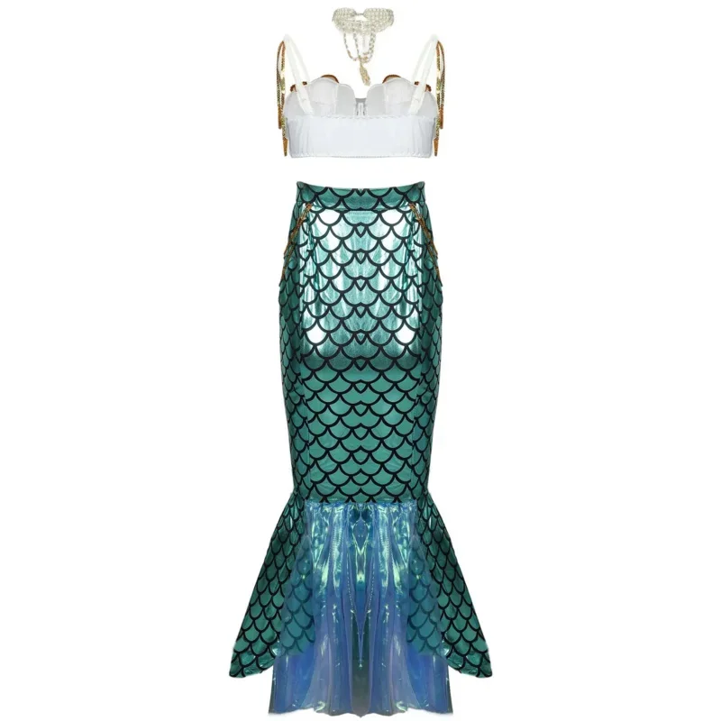2025 New Fantasia Sexy Little Mermaid Costume Adults Women Halloween Princess Mermaid Tail   Bra Cosplay Sets queue de sirene AA