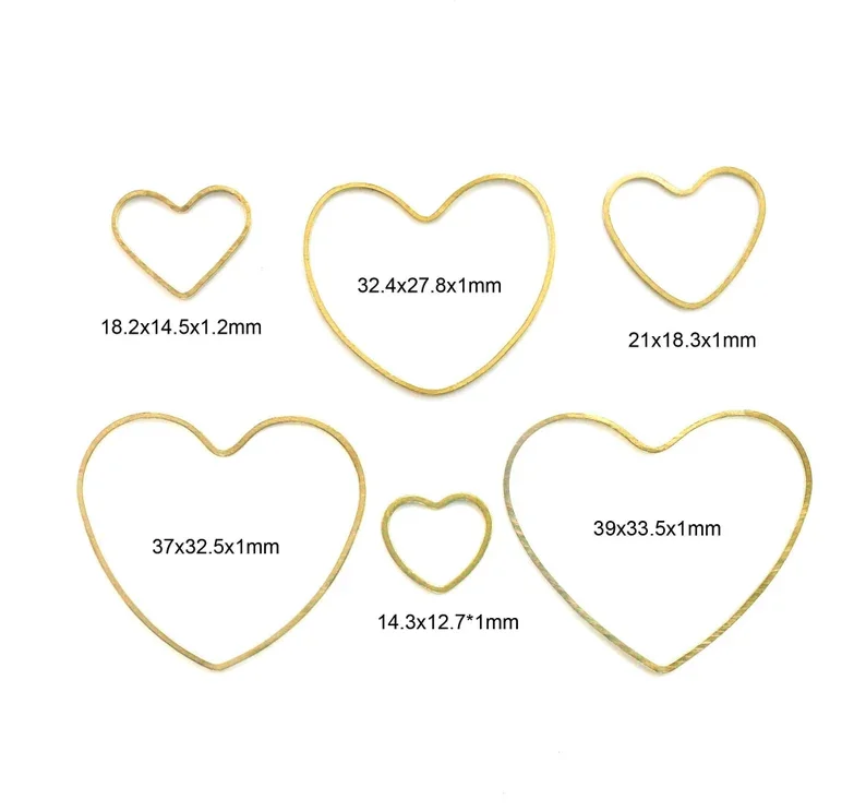 50pcs - Heart Earring Charms, Heart Connector, Earring Embryo, Brass Findings, DIY Jewelry Making - R2510