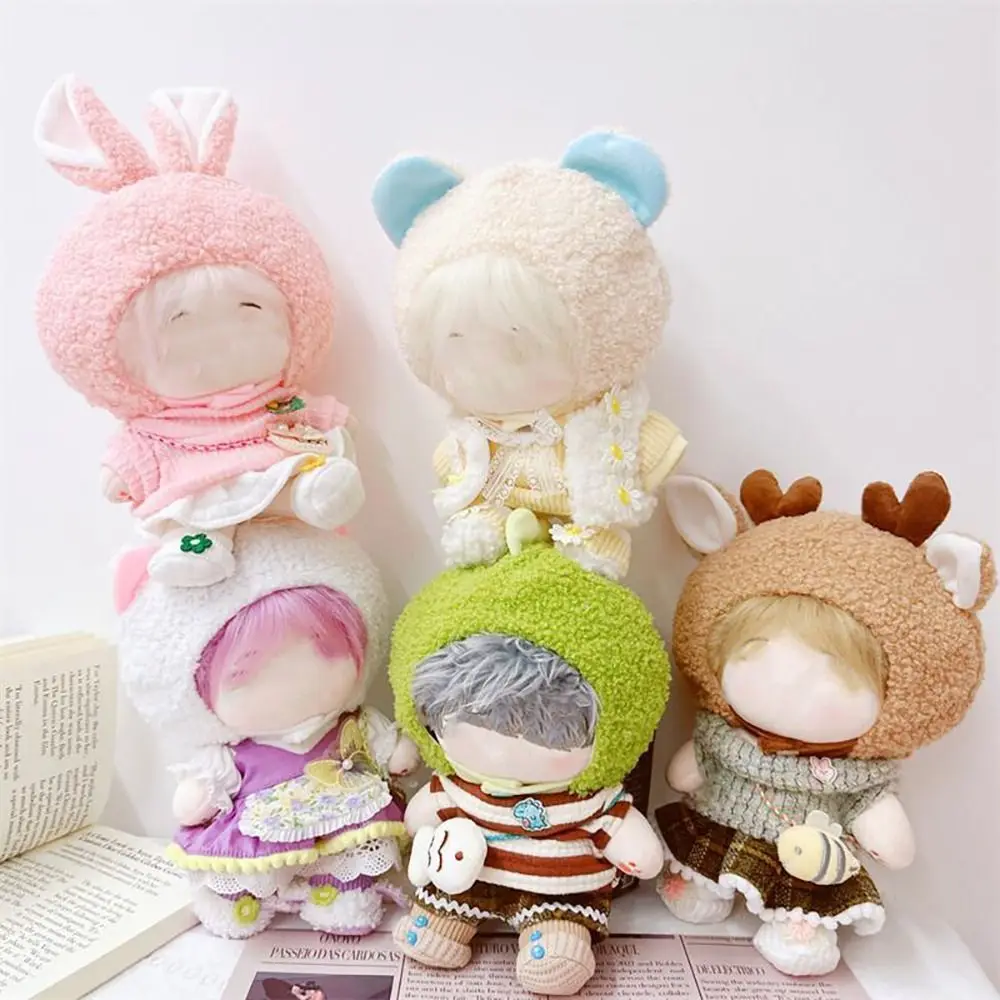 20CM Doll Headgear Gift Deer Cat Bread Rabbit Bear Dinosaur Cartoon Animal Ear Cap Playing House Cos Outfit Cute Plush Hat Toy