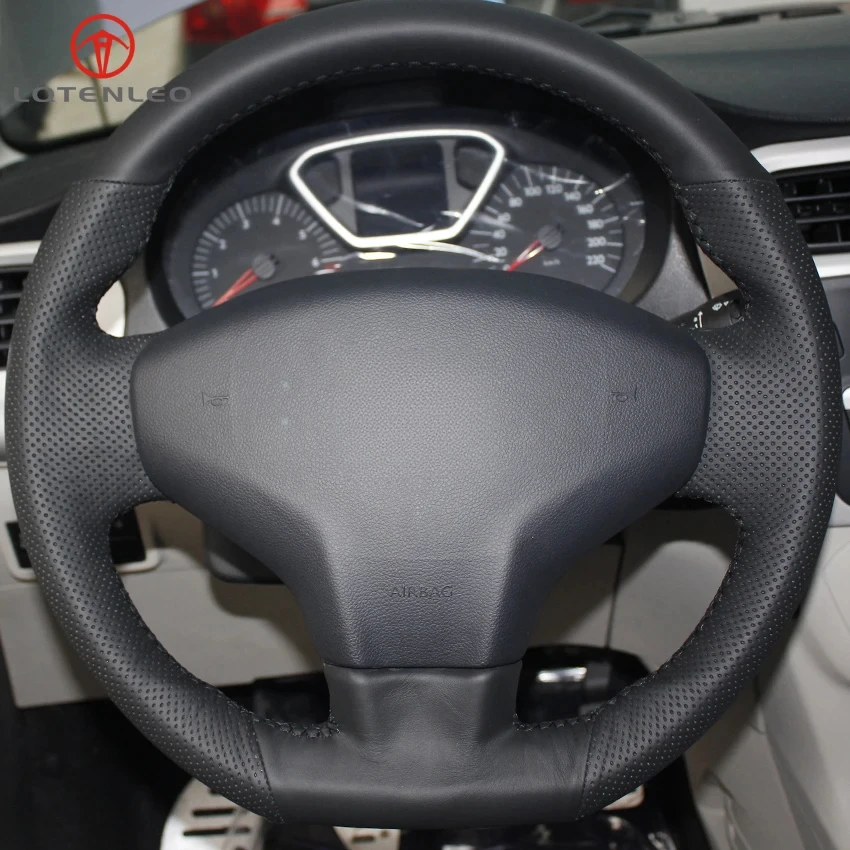 Black Artificial Leather Car Steering Wheel Cover For Citroen Elysee C-Elysee 2014 Elysee Peugeot 301 2013-2016