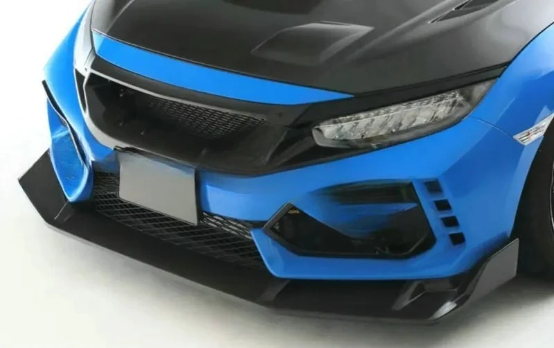 

Подходит для Honda Civic FK8 TypeR JS, передняя губа из углеродного волокна, передняя головка лопаты, передняя небольшая установка объемного звучания