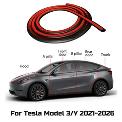 Car Door Seal Strip for Tesla Model 3 Y 2021-2024 Rubber Hood Trunk Sunroof Sealing Kit Soundproof Weatherstrip Accessories