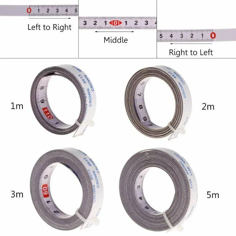 Stick and Measure Flat Tape Self Adhesive Metric Ruler for Carpenter Angle Miter Track Stop and DIY Projects