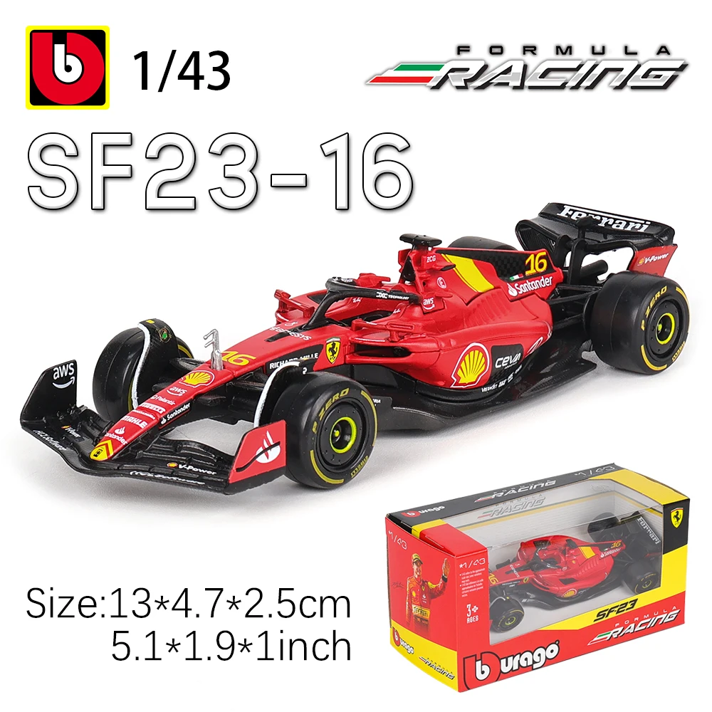 ブラーゴ 1:43 F1 フェラーリ 2022/2023/2024 SF24 SF23 F1-75 # 16 シャルル・ルクレール # 55 カルロス サインツ 合金車キャスト モデル玩具グッズ