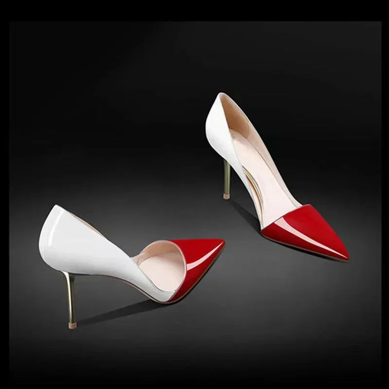 

Women's High Heels Red Sexy Pointed Women's Shoes 10cm Pumps Wedding Dress Shoes Black High Heels Plus Size Women Shoes 44 45