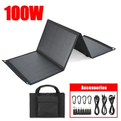 Solar Panel 100W 4Fold Solar Folding Bag Charger Waterproof Lightweight Efficient Sun Power Solar Cells for Outdoor Power Supply