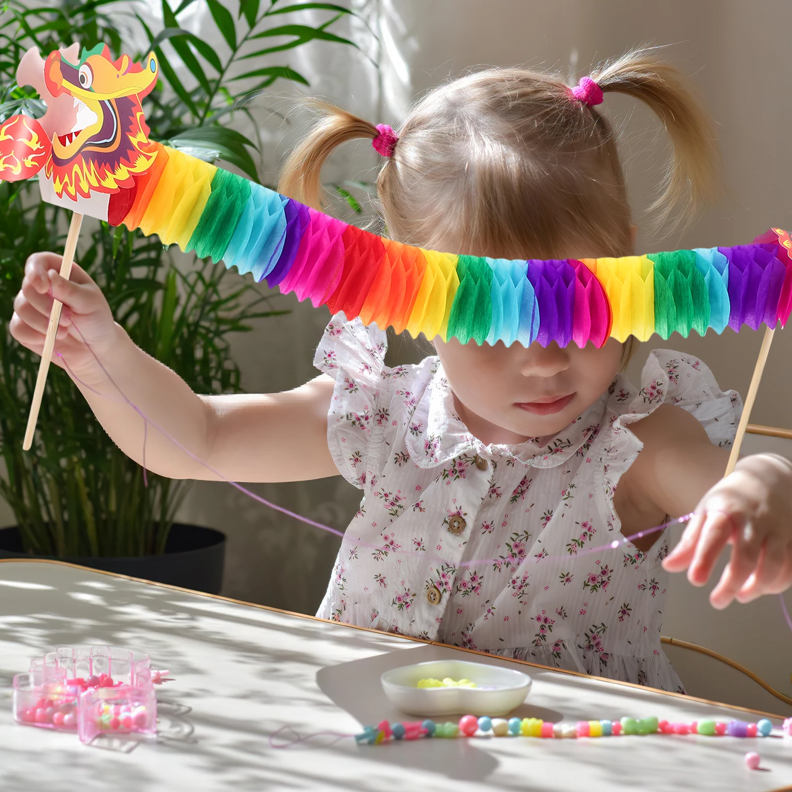 

5 Pcs Colorful Paper Dragon New Year Decorations for Child DIY Manual Chinese Party Photo Props Lightweight Gift