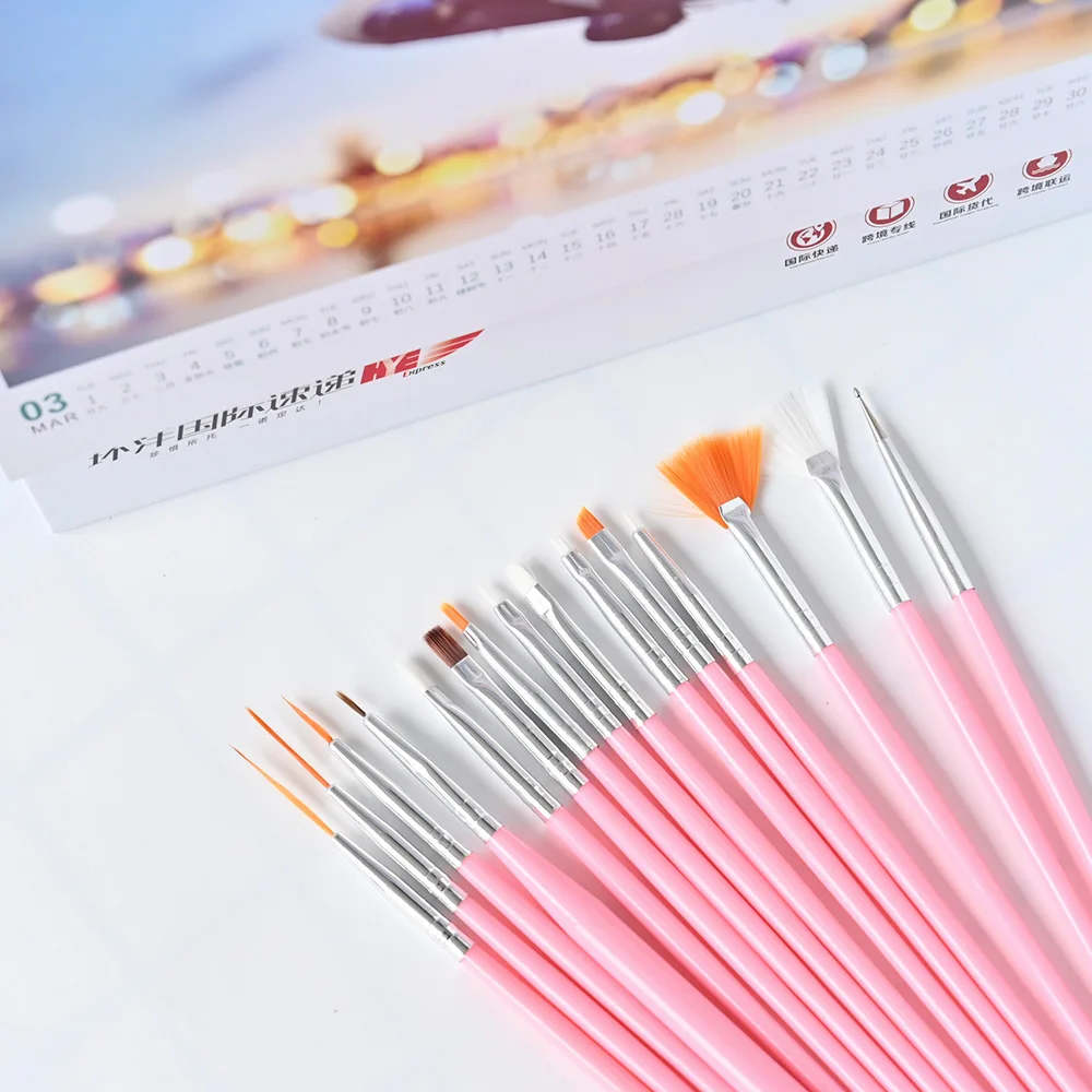 15pcs Acrylic Nail Art Brushes For Nails Painting 3 Colors Kit UV Gel Nail Polish Drawing Pen Professional DIY Manicure Tools Y&