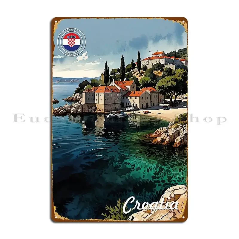 Visit Croatia Metal Plaque Pub Painting Wall Decor Designing Club Tin Sign Poster