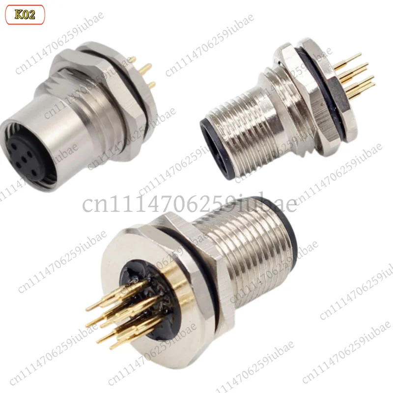 FC_ 2‑17Pin Waterproof Flange Socket Aviation Connector For M12 PCB Board 12‑16mm Hole Size Power Equipment Spare Parts