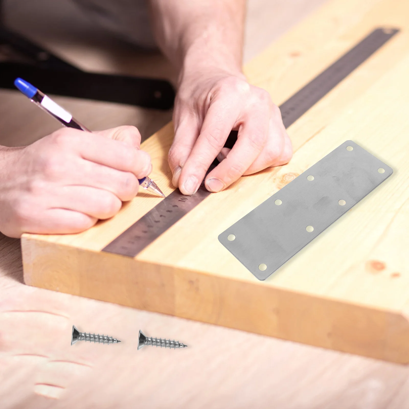 

2Sets Stainless Steel Corner Bracket Flat Straight Brace Fixing Bracket Connector Furniture Repair Plates Mending Plate Heavy