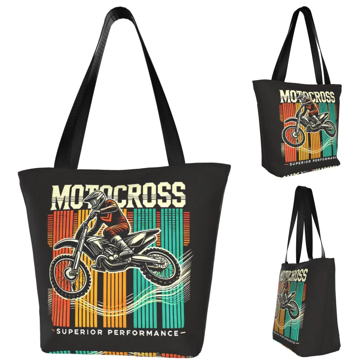 

Сумка-тоут для мотокросса, велосипеда, холщовая сумка на плечо большой вместимости, продуктовая сумка для покупок для женщин