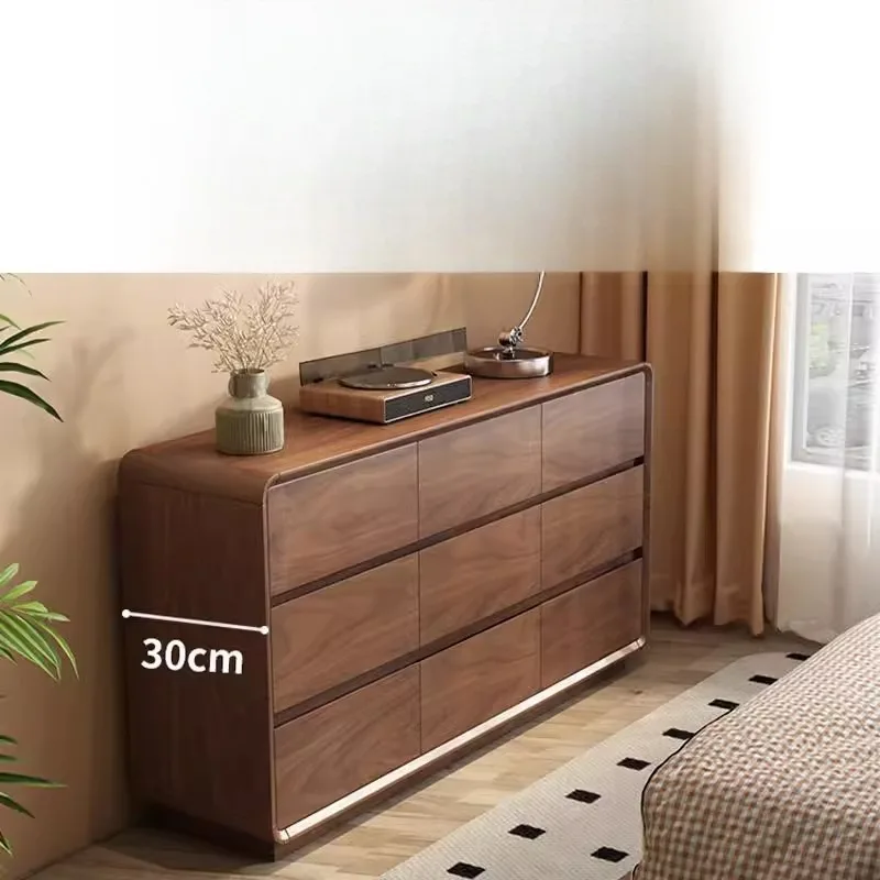 Solid wood cabinet 30cm ultra-thin medieval style storage cabinet bedroom bedside cabinet light luxury and high-end feeling 4