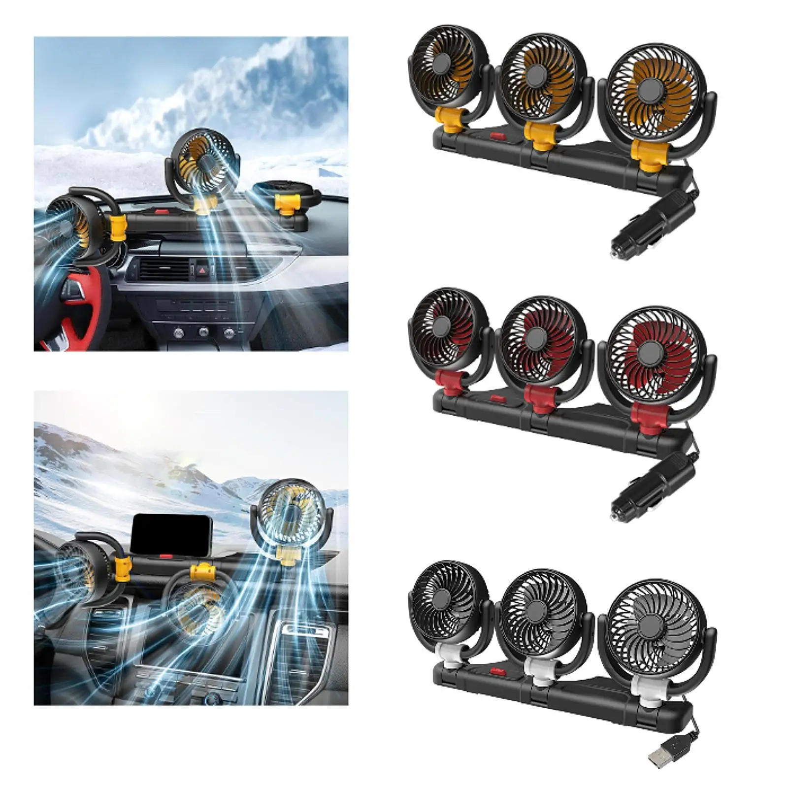 

Автомобильный охлаждающий вентилятор, удобное крепление, универсальное, с тремя головками, вращение на 360 градусов, сохраняет прохладу, низкий уровень шума, 2 скорости, регулируемый вентилятор циркуляции воздуха