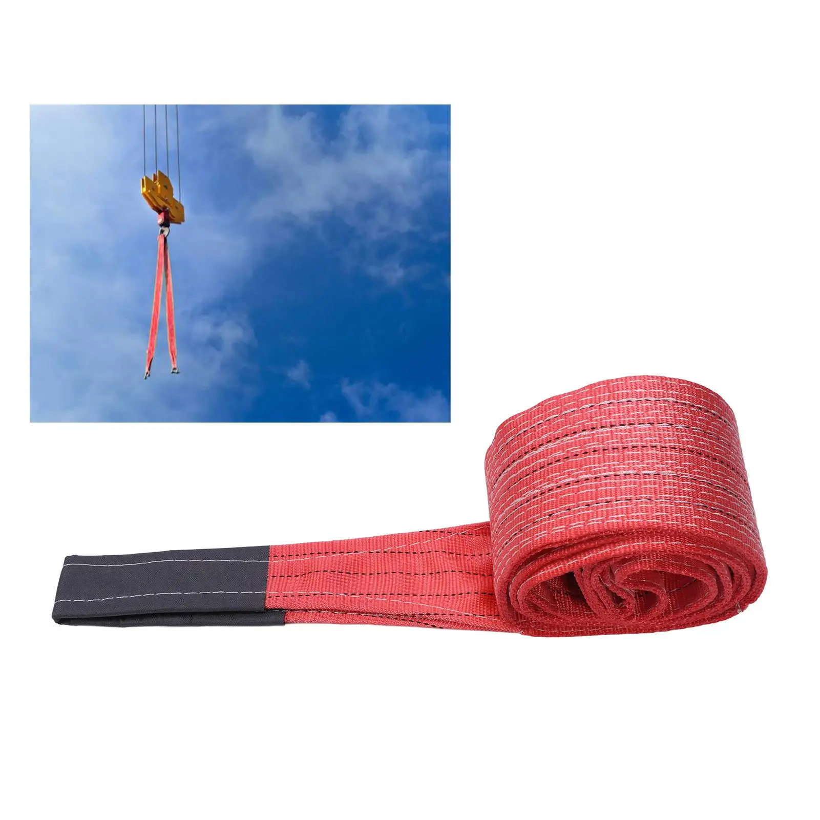 High Strength 5T Polyester Towing Lift Sling Strap 4M Red Knitting for port Use
