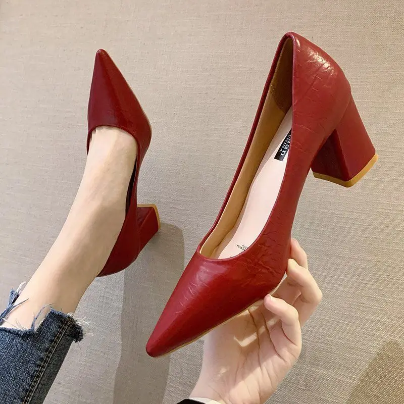 Ladies Summer Footwear Pointed Toe Shoes For Women 2024 Red On Heeled Beau Today Office High Heels Pumps 39 Chic Point Hot Offer