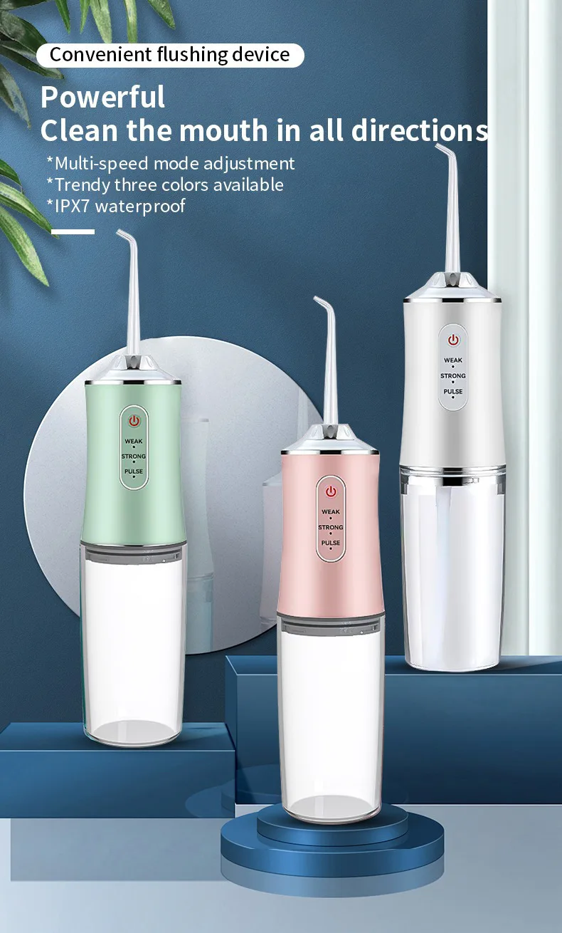 USB Portable Water Flosser 240ML Oral Irrigator with 4 Nozzles Dental Cleaning Jet Tool for Teeth Pick Mouth Oral Cleaning Agent