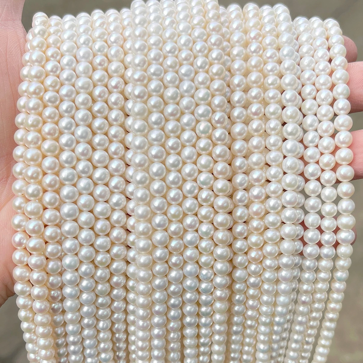 

JD 5mm High Gloss Aurora White Freshwater Pearl Beads Perfect Round Natural Pearl Loose Beads DIY Craft Accessories