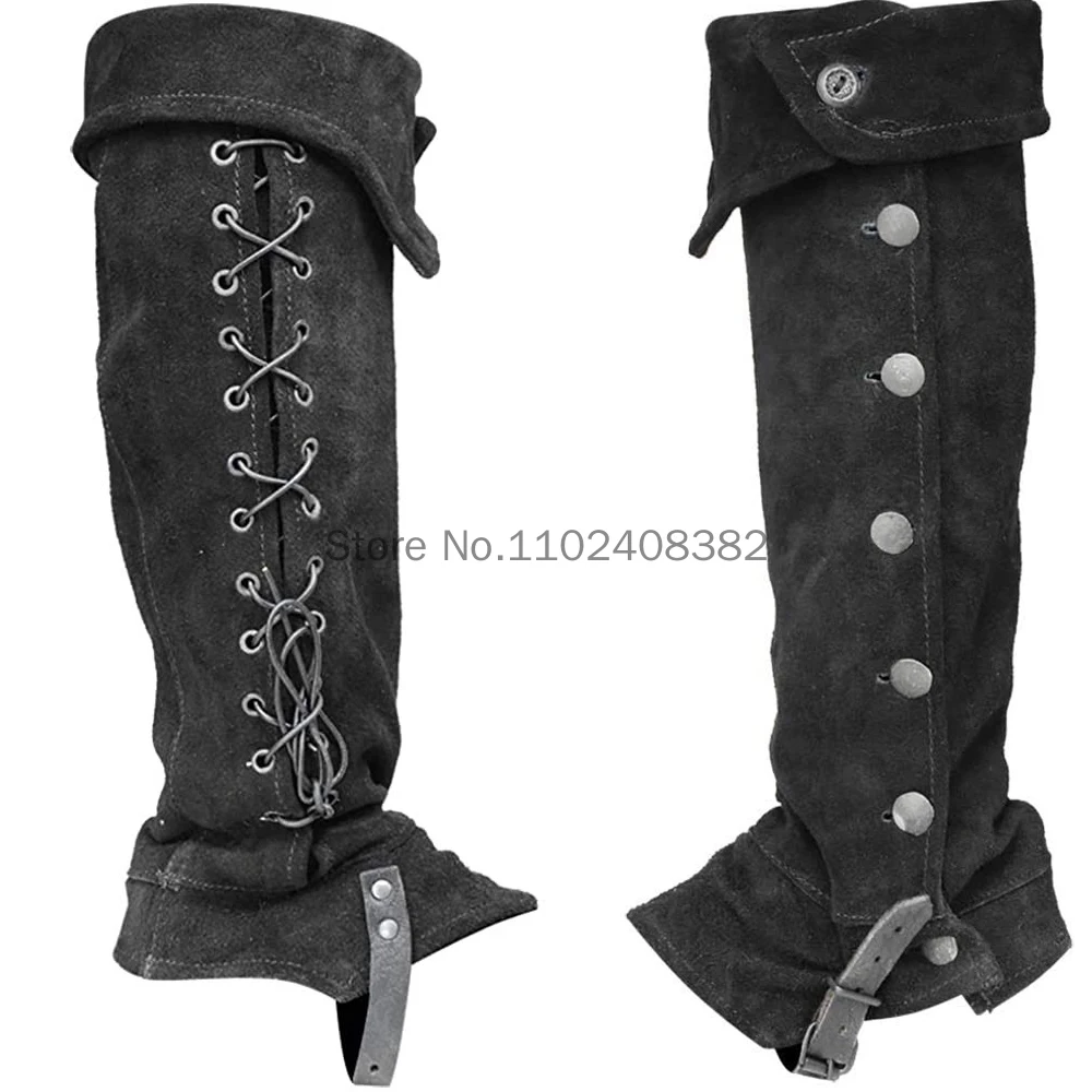 Medieval Warrior Suede Shoes Cover Steampunk Leg Armor Knight Bandage Boots Cover Men Women Cosplay Retro Foot Guard