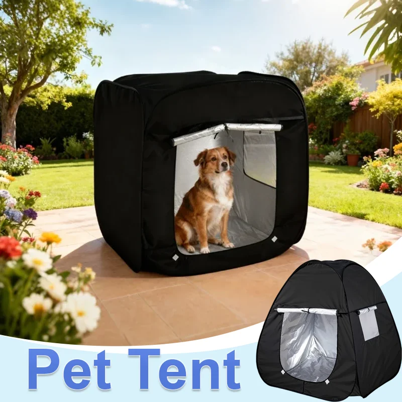 

2026 New Foldable Pet Kids Tent Black Silver Coated Sunshade Extra Large Portable Windproof Indoor Outdoor Pet Shelter Play Tent