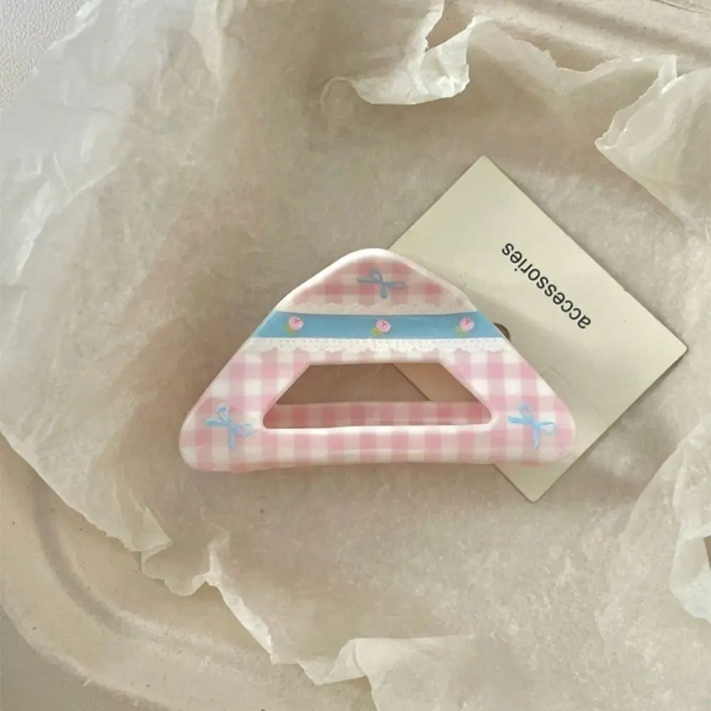

Elegant Korean Style Lattice Hair Crab Clip Flower Triangle Acrylic Bow Hair Claw Headwear Hairgrip Geometry Shark Clip Women