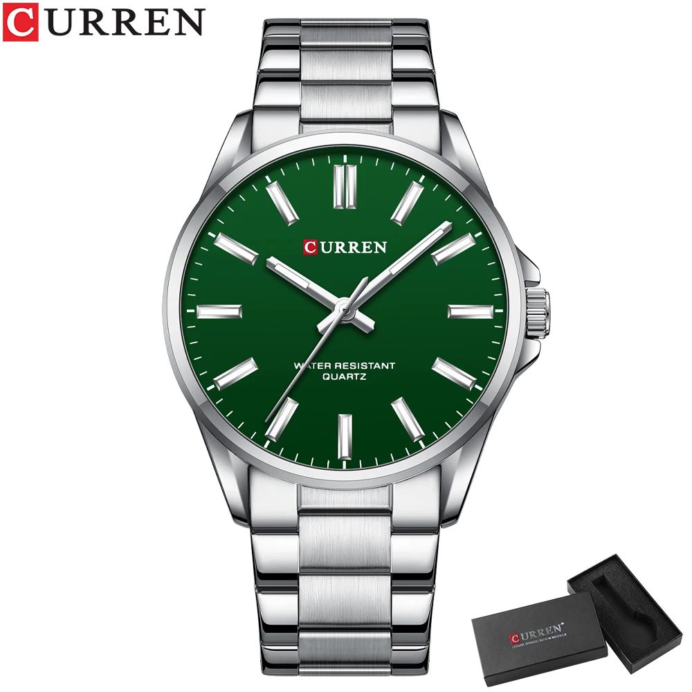 CURREN Klassische Modemarkenuhren für Herren, Business-Quarz-Armbanduhren mit leuchtenden Zeigern und Edelstahlarmband 4