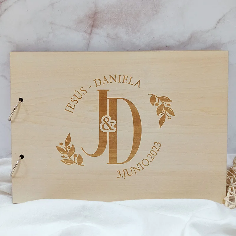 Wedding Guest Book Personalized Wooden Guestbook Modern Simple Signature Book for Wedding Party Communion Details For Guests